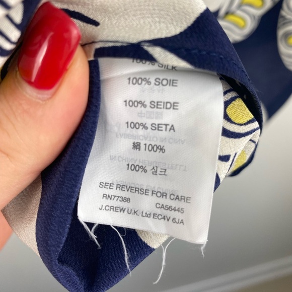 J Crew Carrie 100% silk cami top strappy tank tropical leaf print navy blue 4 - Picture 5 of 12